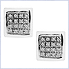 925 Sterling Silver 0.15 ct Diamond Mens Square Stud Earrings - 24diamonds.com