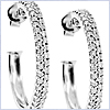 14K White Gold 0.93 ct Diamond Womens Hoop Earrings 1 Inch - 24diamonds.com