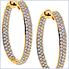 14K Yellow Gold 3.75 ct Diamond Womens Hoop Earrings 1 1/4 Inches - 24diamonds.com