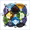 14K White Gold 7.42 ct Multicolor Gemstone Diamond Womens Ring - 24diamonds.com