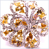 14K White Gold 3.62 ct Natural Fancy Diamond Womens Flower Ring - 24diamonds.com