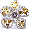 14K White Gold 5.16 ct Natural Fancy Diamond Womens Flower Ring - 24diamonds.com