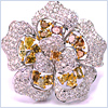 14K White Gold 4.48 ct Natural Fancy Diamond Womens Flower Ring - 24diamonds.com