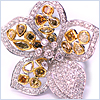14K White Gold 5.15 ct Natural Fancy Diamond Womens Flower Ring - 24diamonds.com