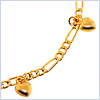 925 Sterling Silver with 10K Gold Figaro Ankle Heart Bracelet 10 Inches - 24diamonds.com