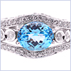 14K White Gold 5.10 ct Blue Topaz Diamond Womens Ring - 24diamonds.com