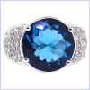 14K White Gold 12.70 ct Blue Topaz Diamond Womens Signet Ring - 24diamonds.com