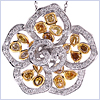 14K White Gold 4.32 ct Natural Fancy Diamond Womens Flower Pendant - 24diamonds.com