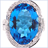 14K White Gold 18.04 ct Blue Topaz Diamond Womens Signet Ring - 24diamonds.com