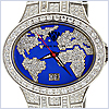Aqua Master Oval 6.00 ct Diamond Mens Blue Map Watch - 24diamonds.com