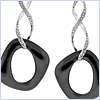 14K White Gold 1.66 ct Diamond Black Ceramic Womens Dangle Earrings - 24diamonds.com