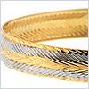 10K Two Tone Gold Womens Bangle Bracelet 7 3/4 Inches - 24diamonds.com