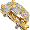 14K Yellow Gold 4.30 ct Diamond Womens Panther Cat Pendant - 24diamonds.com