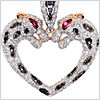 14K Rose Gold 2.30 ct Diamond Two Panthers Heart Pendant - 24diamonds.com