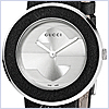 Gucci U-Play Medium Black Leather Womens Watch YA129409 - 24diamonds.com