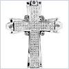 14K White Gold 0.74 ct Diamond Mens Cross Pendant - 24diamonds.com