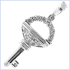 14K White Gold 0.25 ct Diamond Womens Key Pendant Necklace - 24diamonds.com