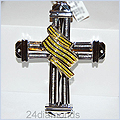14K Two Tone Gold Cross 3.22 ct Diamond Mens Pendant - 24diamonds.com