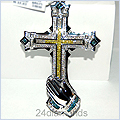 14K White Gold Cross 3.19 ct Diamond Mens Pendant - 24diamonds.com