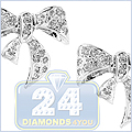 14K White Gold 0.25 ct Diamond Womens Ribbon Earrings - 24diamonds.com
