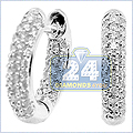 14K White Gold 0.40 ct Diamond Womens Hoop Earrings - 24diamonds.com