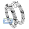 14K White Gold 17.90 ct Diamond Womens Hoop Earrings - 24diamonds.com