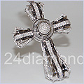 14K White Gold Cross 3.22 ct Diamond Mens Pendant - 24diamonds.com