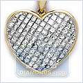 14K Yellow Gold Heart 2.65ct Diamond Womens Pendant - 24diamonds.com
