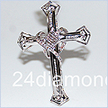 14K White Gold Cross 0.70 ct Diamond Mens Pendant - 24diamonds.com