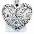 14K White Gold Heart 0.64 ct Diamond Womens Pendant - 24diamonds.com