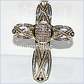 14K White/Yellow Gold Cross 4.90 ct Diamond Mens Pendant - 24diamonds.com