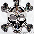 14K White Gold Skull 2.20 ct Diamond Mens Pendant - 24diamonds.com
