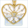 14K Yellow Gold Heart 0.10 ct Diamond Womens Pendant - 24diamonds.com