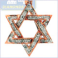 14K Rose Gold 0.42 ct Diamond Star of David Jewish Pendant - 24diamonds.com