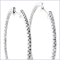 14K White Gold 0.45 ct Diamond Womens Hoop Earrings - 24diamonds.com