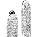 14K White Gold Hoop 0.90 ct Diamond Womens Earrings - 24diamonds.com