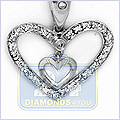 14K White Gold Heart 0.20 ct Diamond Womens Pendant - 24diamonds.com