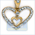 14K Yellow Gold Heart 0.20 ct Diamond Women's Pendant - 24diamonds.com