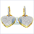 14K Yellow Gold 1.70 ct Diamond Womens Heart Earrings - 24diamonds.com