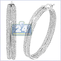14K White Gold 3.64 ct Diamond Womens Hoop Earrings - 24diamonds.com