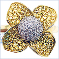14K Yellow Gold 1.38 ct Diamond Womens Flower Ring - 24diamonds.com