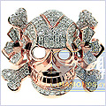 14K Rose Gold 1.70 ct Mens Diamond Skull Ring - 24diamonds.com