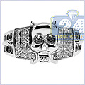 14K White Gold 0.50 ct Mens Diamond Skull Ring - 24diamonds.com