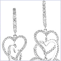 14K White Gold 1.99 ct Diamond Womens Dangle Heart Earrings - 24diamonds.com