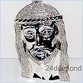 14K White Gold Jesus 3.69 ct Diamond Mens Pendant - 24diamonds.com