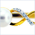 14K Yellow Gold Pearl Diamond Womens Bangle Bracelet 8 Inches - 24diamonds.com