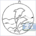 14K White Gold 1.55 ct Diamond Womens Dolphin Pendant - 24diamonds.com