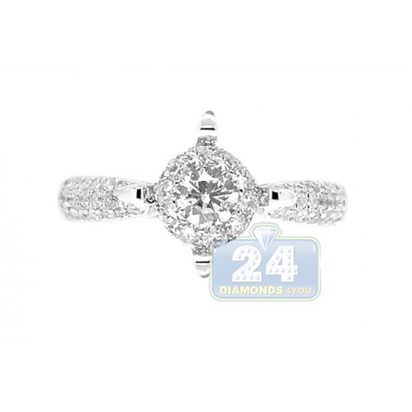 14K White Gold Fancy Prongs 0.85 ct Diamond Engagement Ring