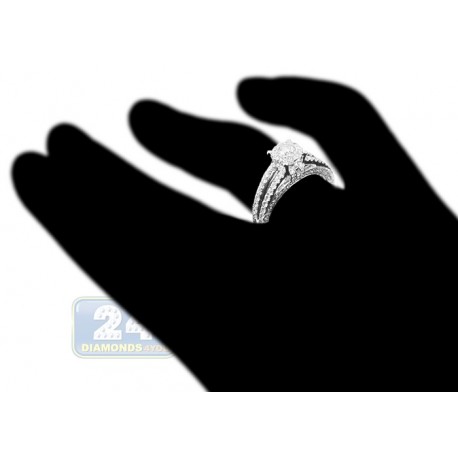 18K White Gold 1.13 ct Diamond Cluster Womens Engagement Ring