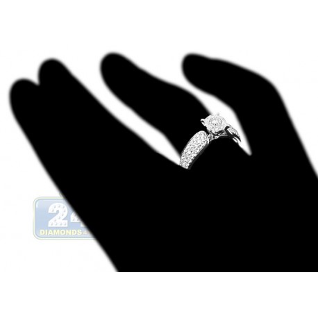 14K White Gold 0.99 ct Diamond Cluster Womens Engagement Ring
